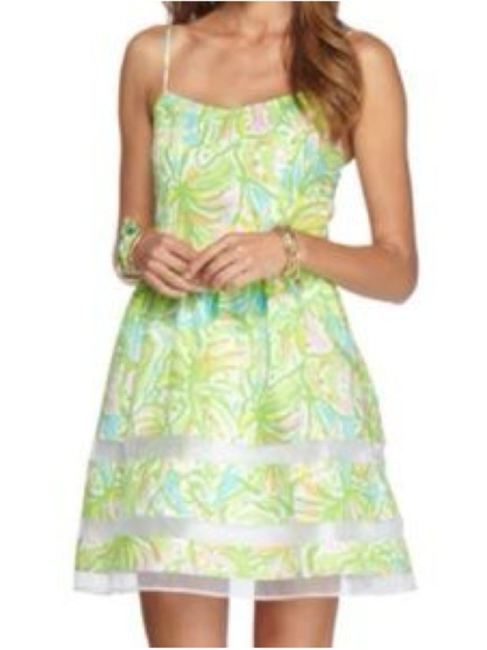 Lilly Pulitzer Ollie Pastel Green Floral Spaghetti-Strap Mini Dress Size 6